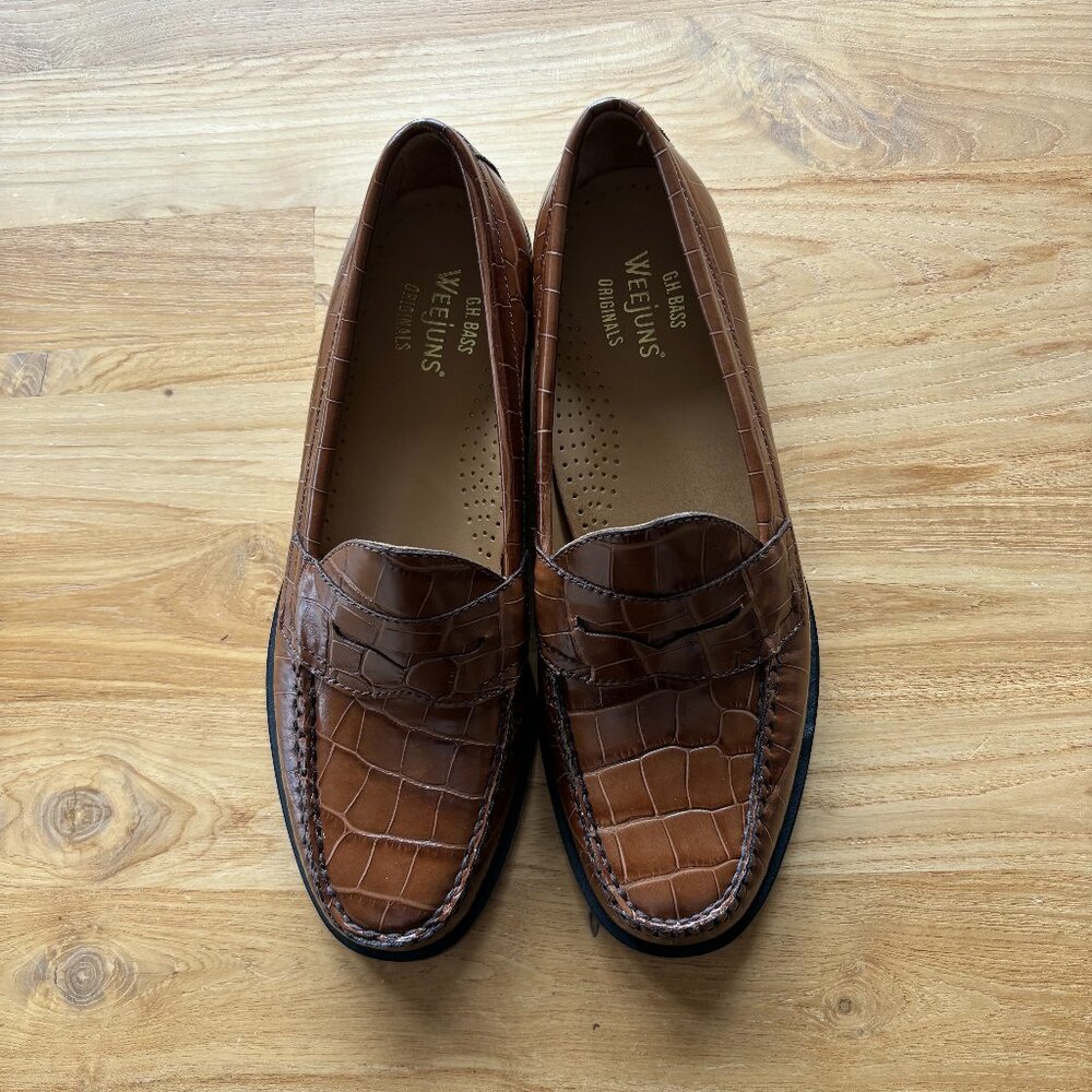GH Bass Logan Loafers, brand new, Whiskey Croc, Men's Size 8.5
